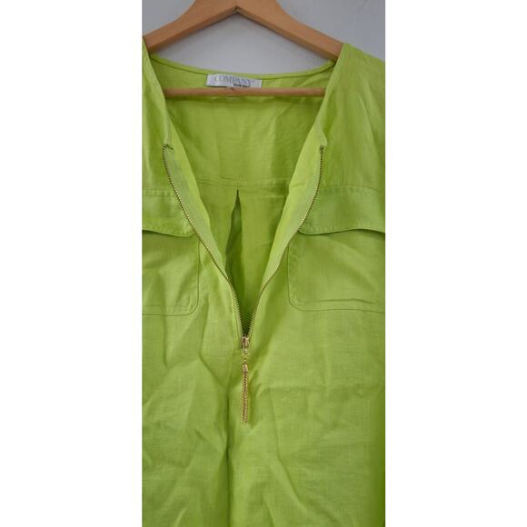 Ellen Tracy Women's Citron Green Linen Long Shirt Zip Up Med. - Picture 3 of 8
